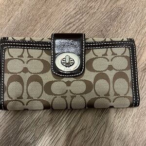 Coach Tan and Brown Signature Wallet